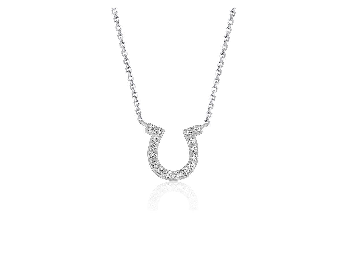 Horseshoe Style Pendant with Diamonds in 14k White Gold