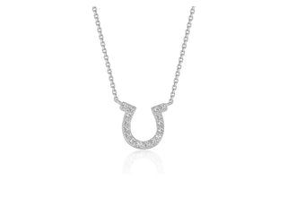 Horseshoe Style Pendant with Diamonds in 14k White Gold