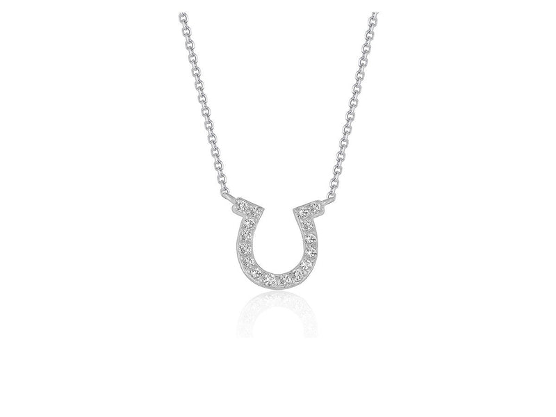 Horseshoe Style Pendant with Diamonds in 14k White Gold