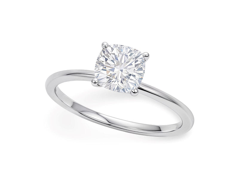 1 Carat Cushion Lab Grown IGI G/VS1 Diamond Solitaire Ring in 14K White Gold