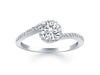 Bypass Swirl Diamond Halo Engagement Ring in 14k White Gold