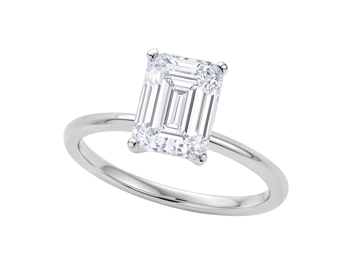 3 Carat Emerald Lab Grown IGI G/VS1 Diamond Solitaire Ring in 10K White Gold