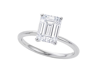 3 Carat Emerald Lab Grown IGI G/VS1 Diamond Solitaire Ring in 10K White Gold