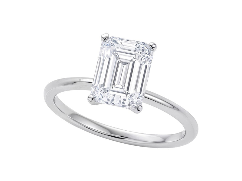 3 Carat Emerald Lab Grown IGI G/VS1 Diamond Solitaire Ring in 10K White Gold