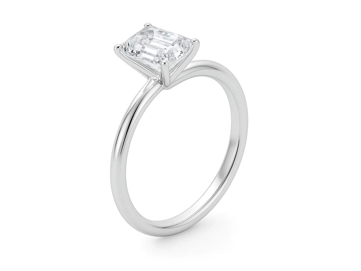 3 Carat Emerald Lab Grown IGI G/VS1 Diamond Solitaire Ring in 10K White Gold