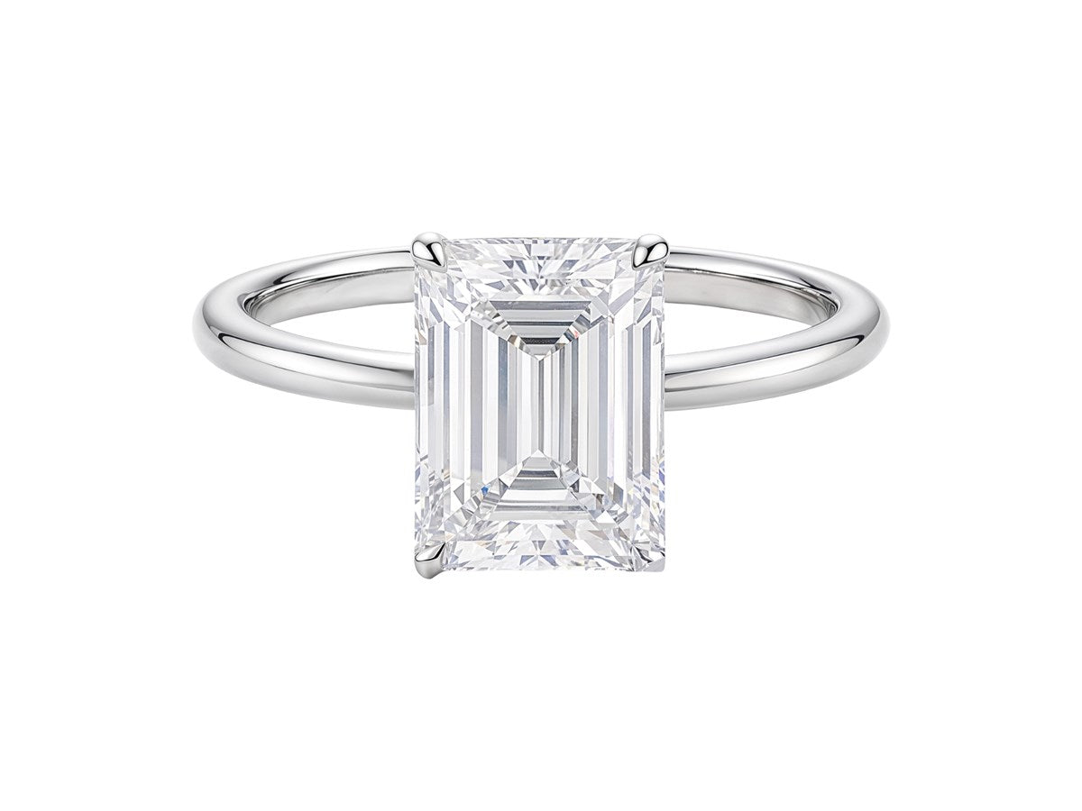 3 Carat Emerald Lab Grown IGI G/VS1 Diamond Solitaire Ring in 10K White Gold