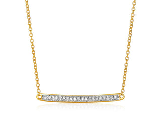 14k Yellow Gold 18 inch Necklace with Gold and Diamond Bar (1/10 cttw)