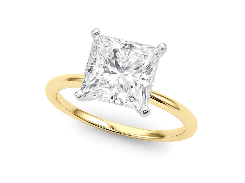 5 Carat Princess Lab Grown IGI G/VS1 Diamond Solitaire Ring in 14K Yellow Gold