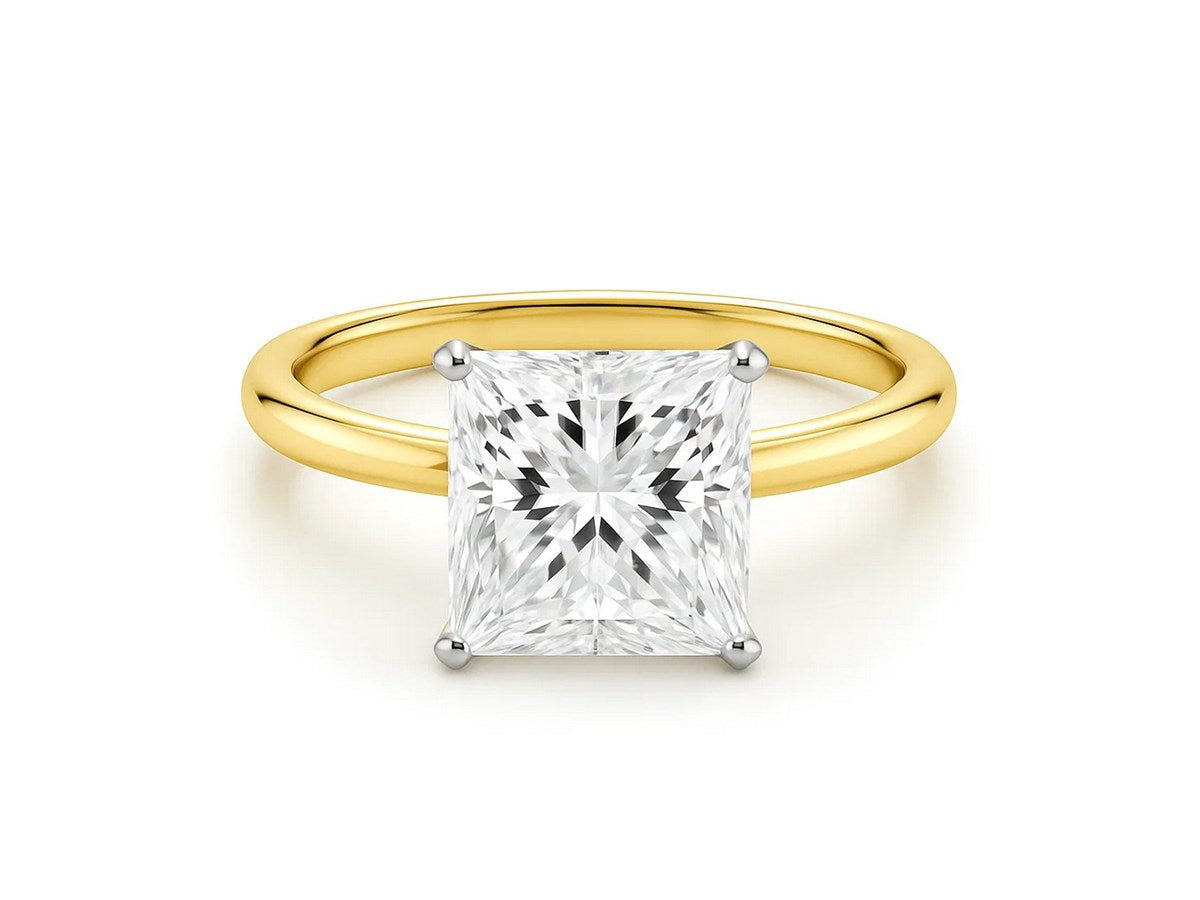 5 Carat Princess Lab Grown IGI G/VS1 Diamond Solitaire Ring in 14K Yellow Gold