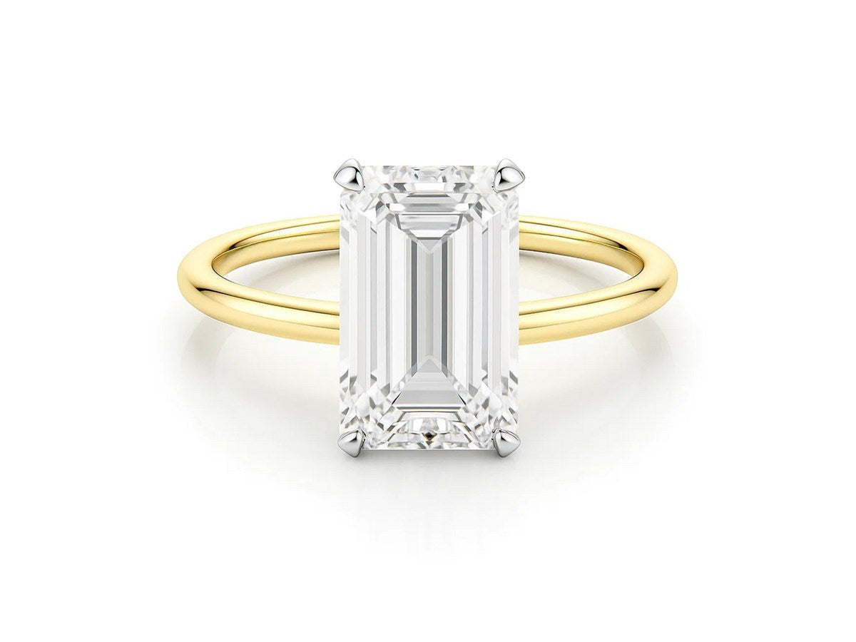 3 Carat Emerald Lab Grown IGI G/VS1 Diamond Solitaire Ring in 10K Yellow Gold