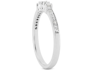 14k White Gold Diamond Wedding Ring Band with Prong and Pave Set Diamonds