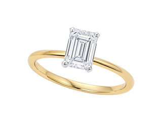 1.50Ct Emerald Lab Grown IGI G/VS1 Diamond Ring in 14K Yellow Gold