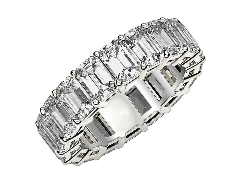 Emerald Cut Lab Grown Diamond Eternity Ring in 14k White Gold (8 cttw FG/VS2)