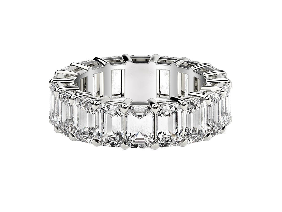 Emerald Cut Lab Grown Diamond Eternity Ring in 14k White Gold (8 cttw FG/VS2)