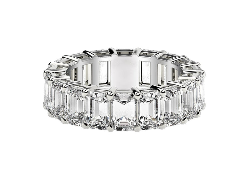 Emerald Cut Lab Grown Diamond Eternity Ring in 14k White Gold (8 cttw FG/VS2)