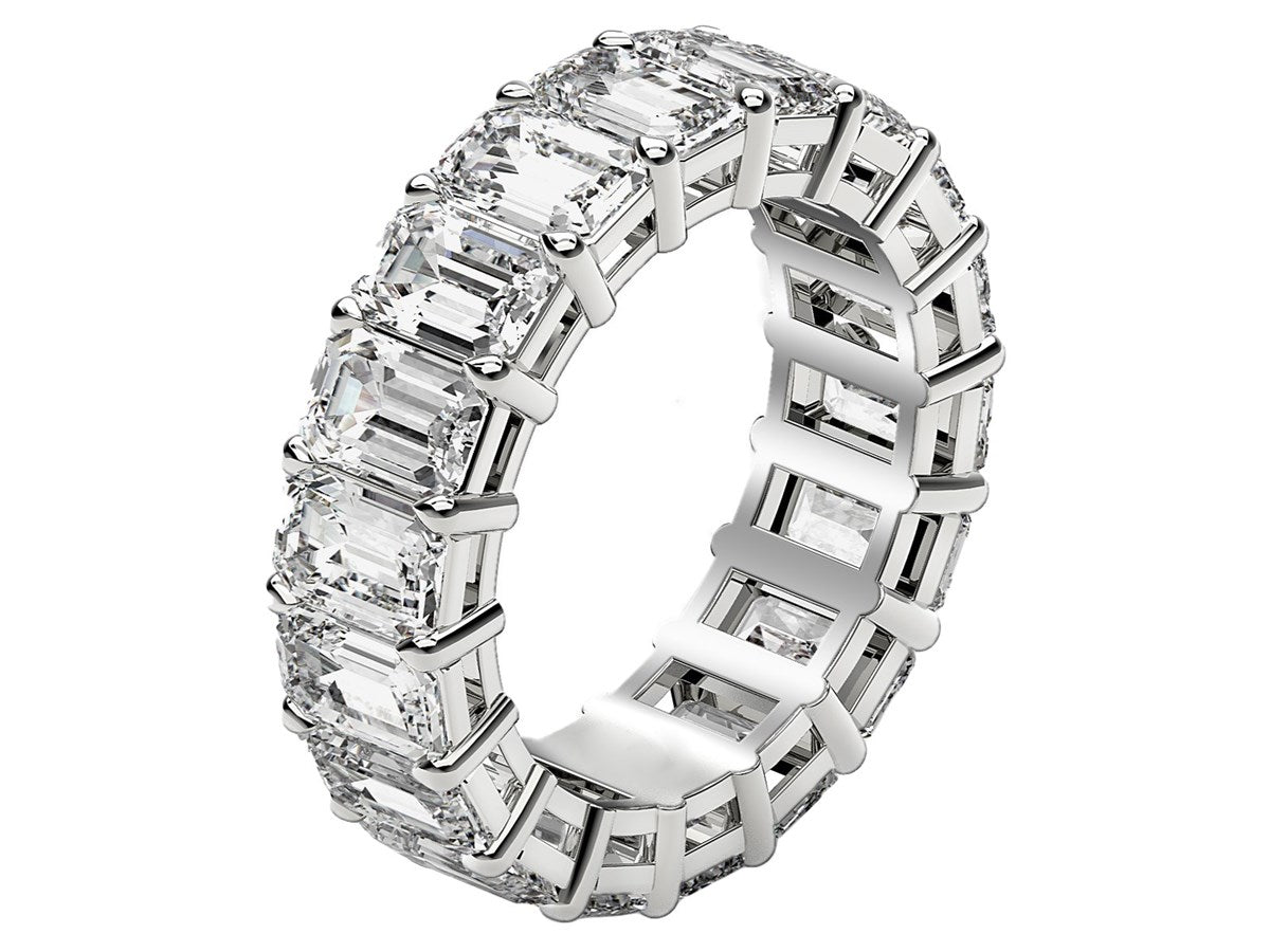 Emerald Cut Lab Grown Diamond Eternity Ring in 14k White Gold (8 cttw FG/VS2)