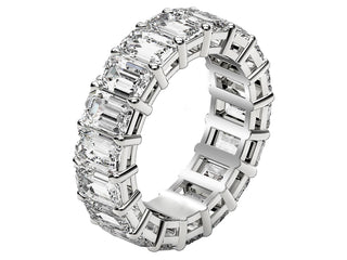 Emerald Cut Lab Grown Diamond Eternity Ring in 14k White Gold (8 cttw FG/VS2)
