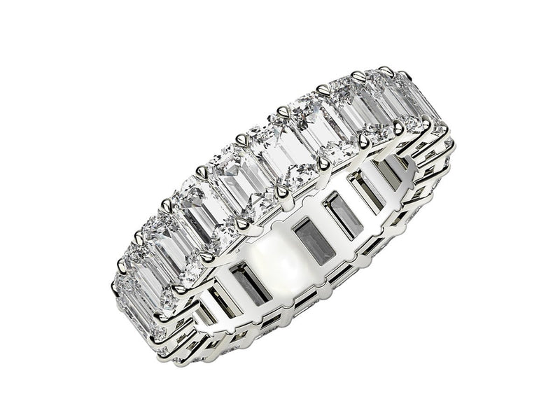 Emerald Cut Lab Grown Diamond Eternity Ring in 14k White Gold (3 cttw FG/VS2)