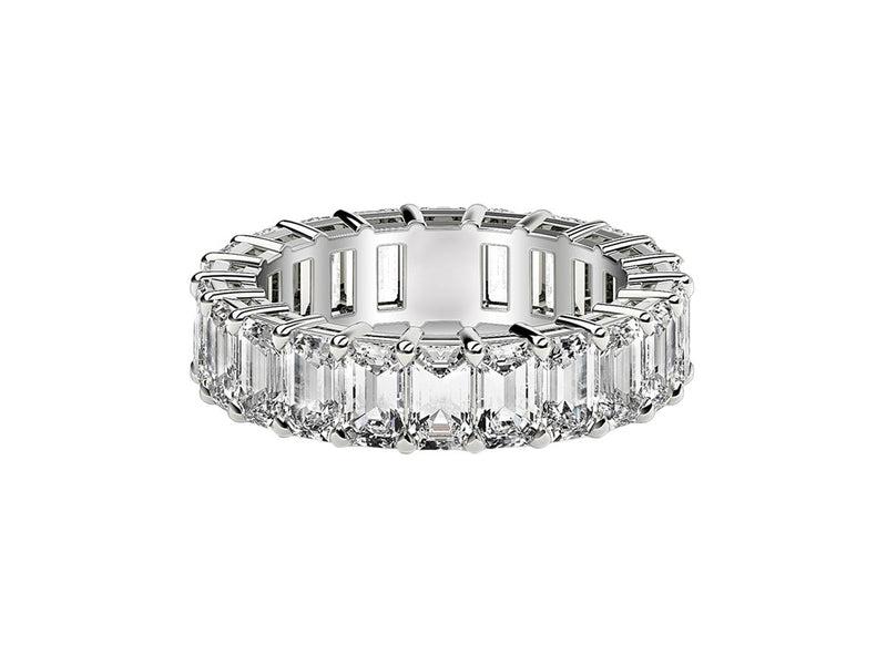 Emerald Cut Lab Grown Diamond Eternity Ring in 14k White Gold (3 cttw FG/VS2)