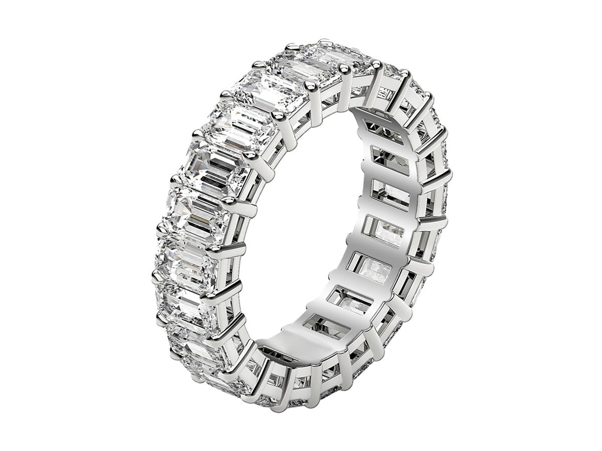 Emerald Cut Lab Grown Diamond Eternity Ring in 14k White Gold (3 cttw FG/VS2)