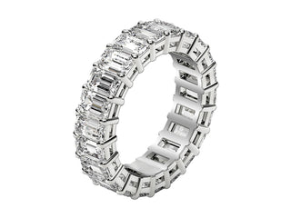 Emerald Cut Lab Grown Diamond Eternity Ring in 14k White Gold (3 cttw FG/VS2)