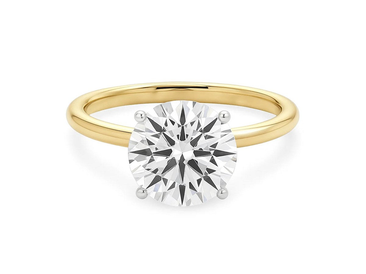 3 Carat Round Lab Grown IGI G/VS1 Diamond Solitaire Ring in 14K Yellow Gold