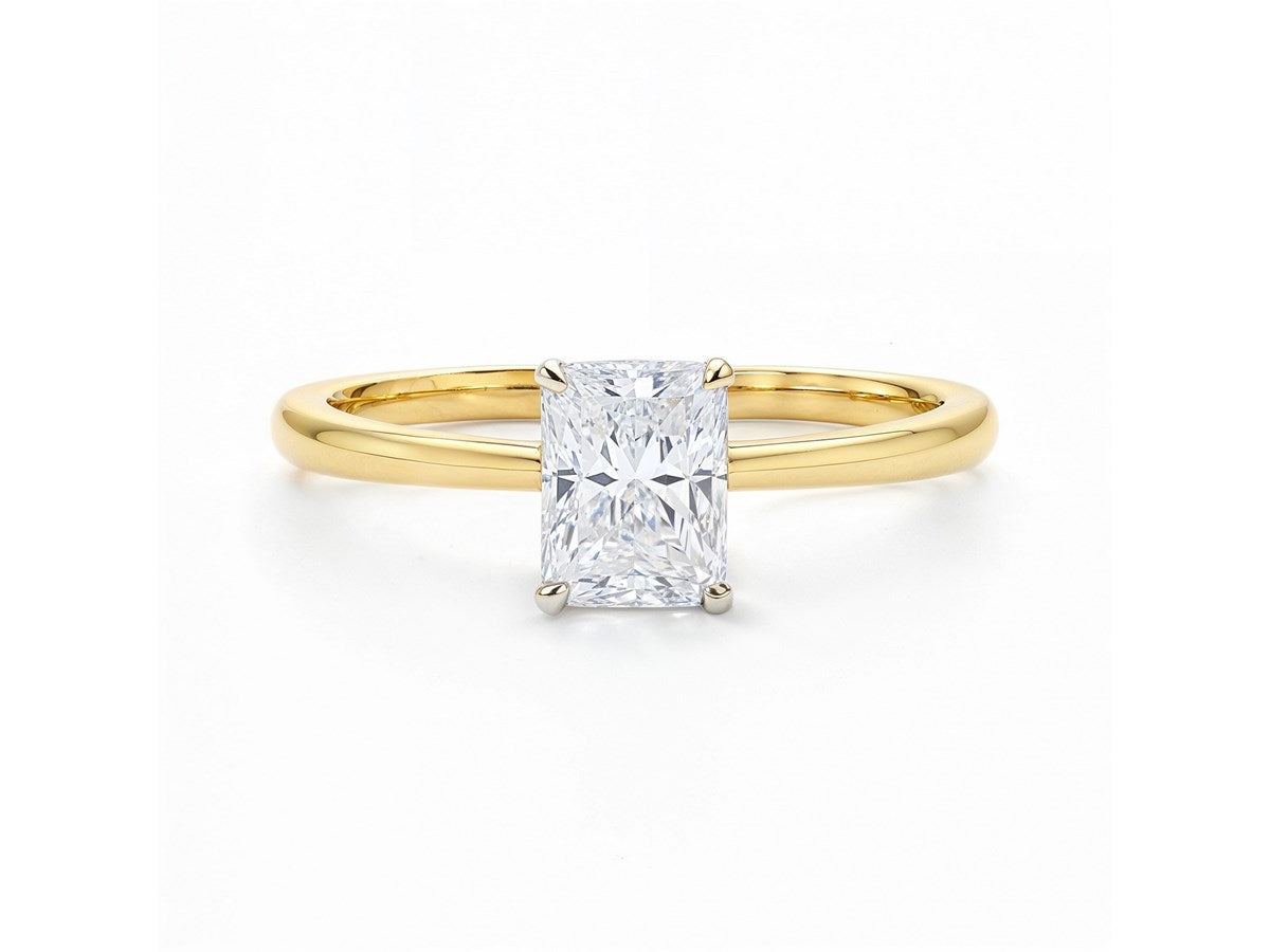 1 Carat Radiant Lab Grown IGI G/VS1 Diamond Solitaire Ring in 14K Yellow Gold