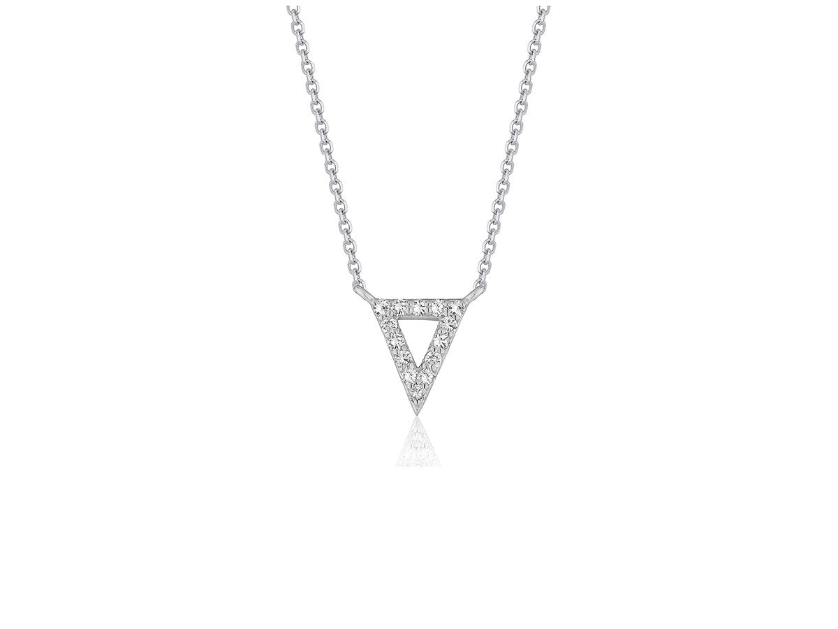 Diamond Inverted Triangle Pendant in 14k White Gold
