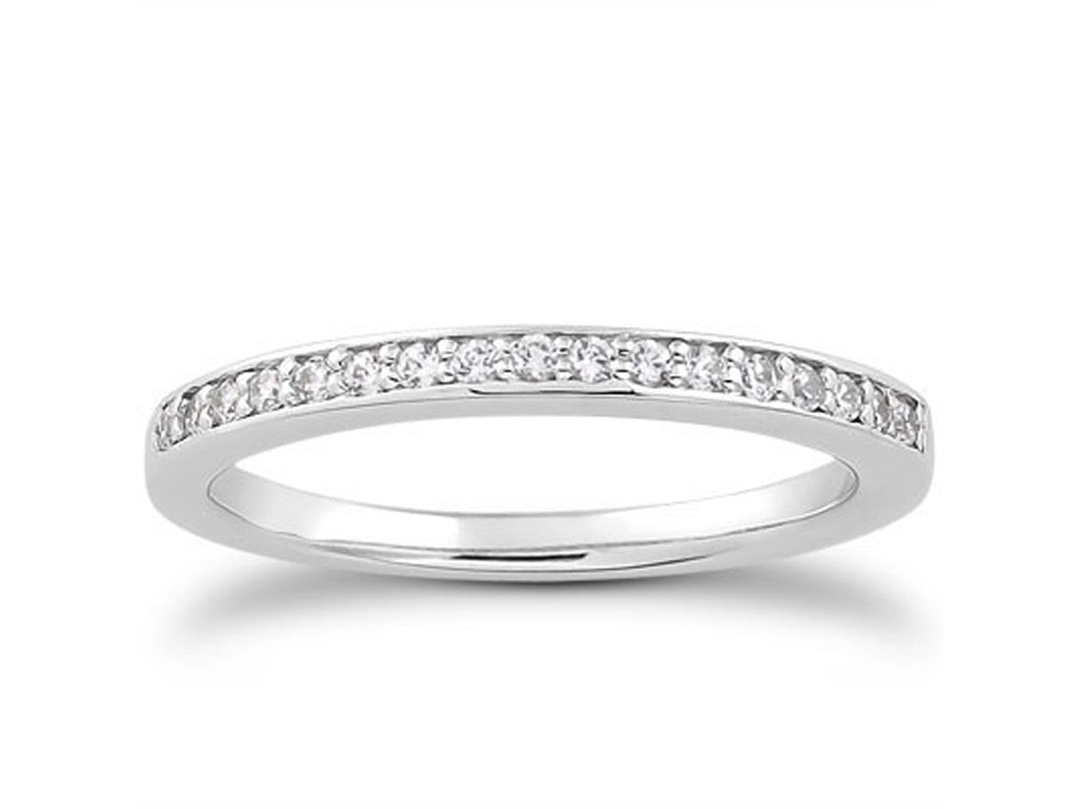 Micro-pave Diamond Wedding Ring Band in 14k White Gold