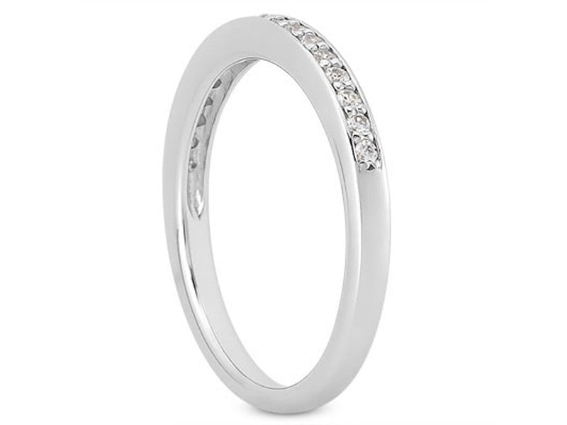 Micro-pave Diamond Wedding Ring Band in 14k White Gold