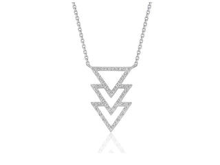 Triple Triangle Pendant with Diamonds in 14k White Gold (1/5 cttw)