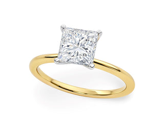 1.50Ct Princess Lab Grown IGI G/VS1 Diamond Ring in 14K Yellow Gold
