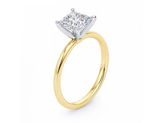1.50Ct Princess Lab Grown IGI G/VS1 Diamond Ring in 14K Yellow Gold