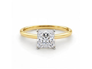 1.50Ct Princess Lab Grown IGI G/VS1 Diamond Ring in 14K Yellow Gold