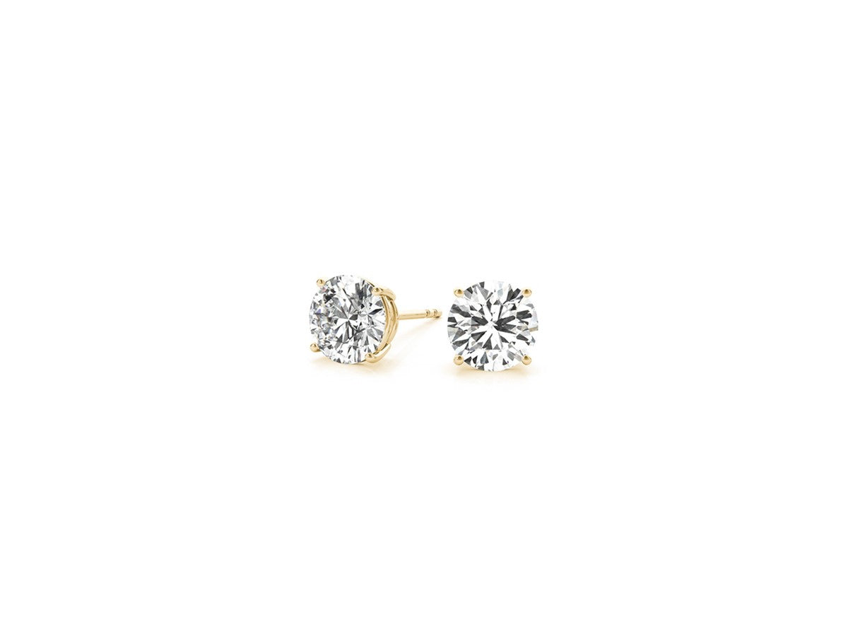 1 1/2 cttw Certified IGI Lab Grown Round Diamond Stud Earrings 14k Yellow Gold (G/VS2)
