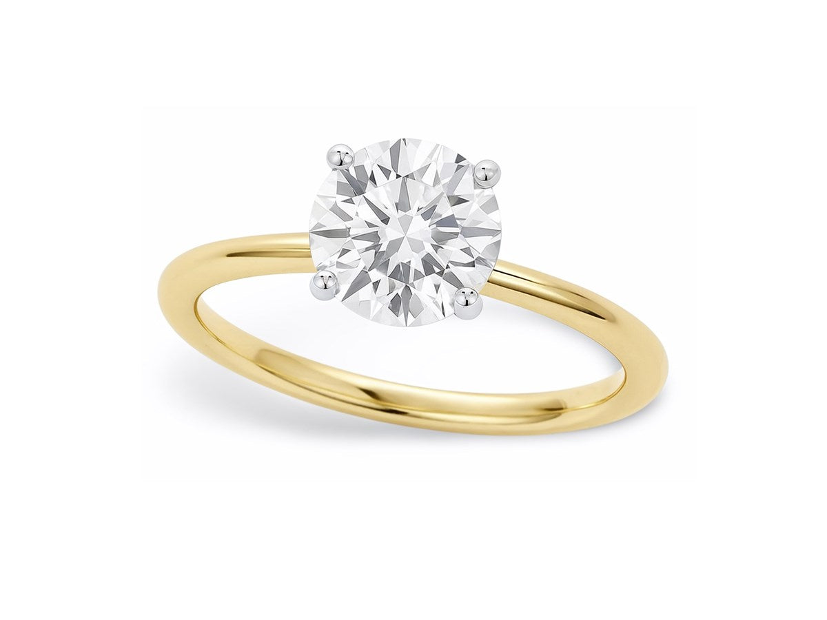 1 Carat Round Lab Grown IGI G/VS1 Diamond Solitaire Ring in 10K Yellow Gold