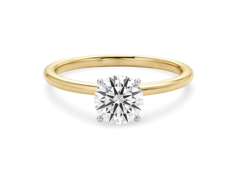 1 Carat Round Lab Grown IGI G/VS1 Diamond Solitaire Ring in 10K Yellow Gold