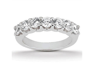 Diamond Shared U Prong Setting Wedding Ring Band 14k White Gold