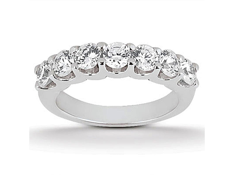 Diamond Shared U Prong Setting Wedding Ring Band 14k White Gold