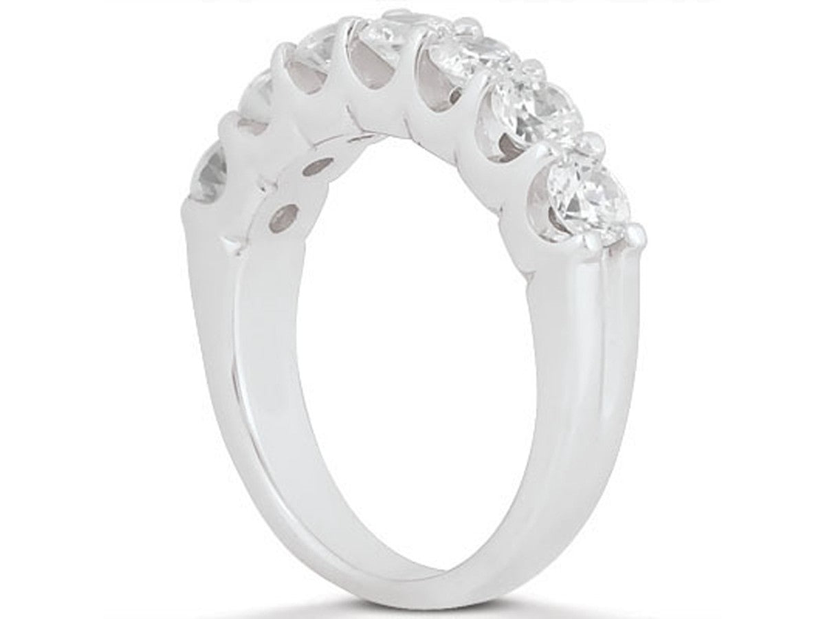 Diamond Shared U Prong Setting Wedding Ring Band 14k White Gold