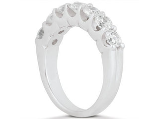 Diamond Shared U Prong Setting Wedding Ring Band 14k White Gold