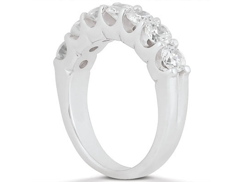 Diamond Shared U Prong Setting Wedding Ring Band 14k White Gold