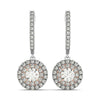14k White And Rose Gold Drop Diamond Earrings with a Double Round Halo Design (3/4 cttw)