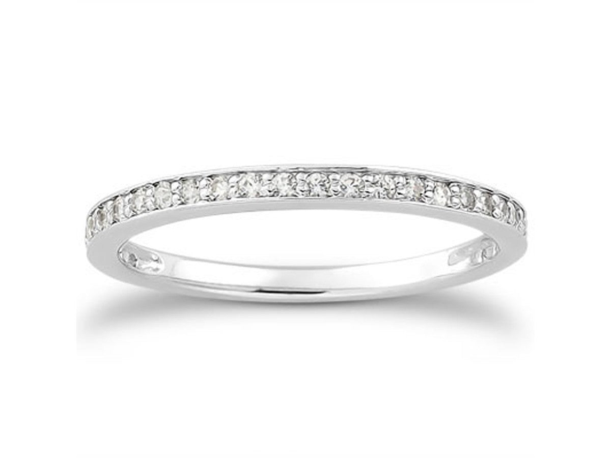 Diamond Micro-pave Wedding Ring Band in 14k White Gold