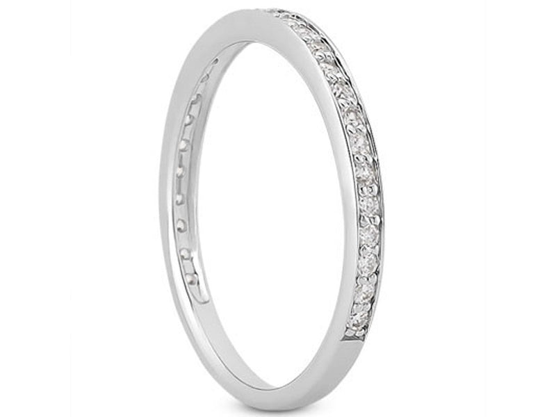 Diamond Micro-pave Wedding Ring Band in 14k White Gold