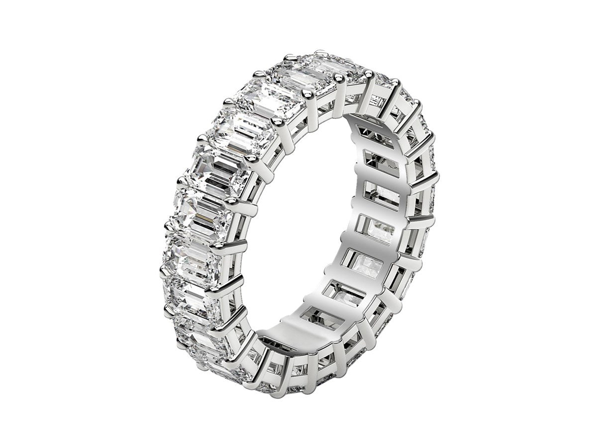 Emerald Cut Lab Grown Diamond Eternity Ring in 14k White Gold (2 cttw FG/VS2)