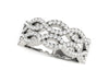 Diamond Studded Double Interlocking Waves Ring in 14k White Gold  (5/8 cttw)