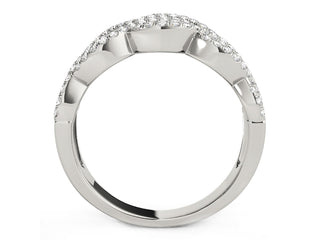 Diamond Studded Double Interlocking Waves Ring in 14k White Gold  (5/8 cttw)