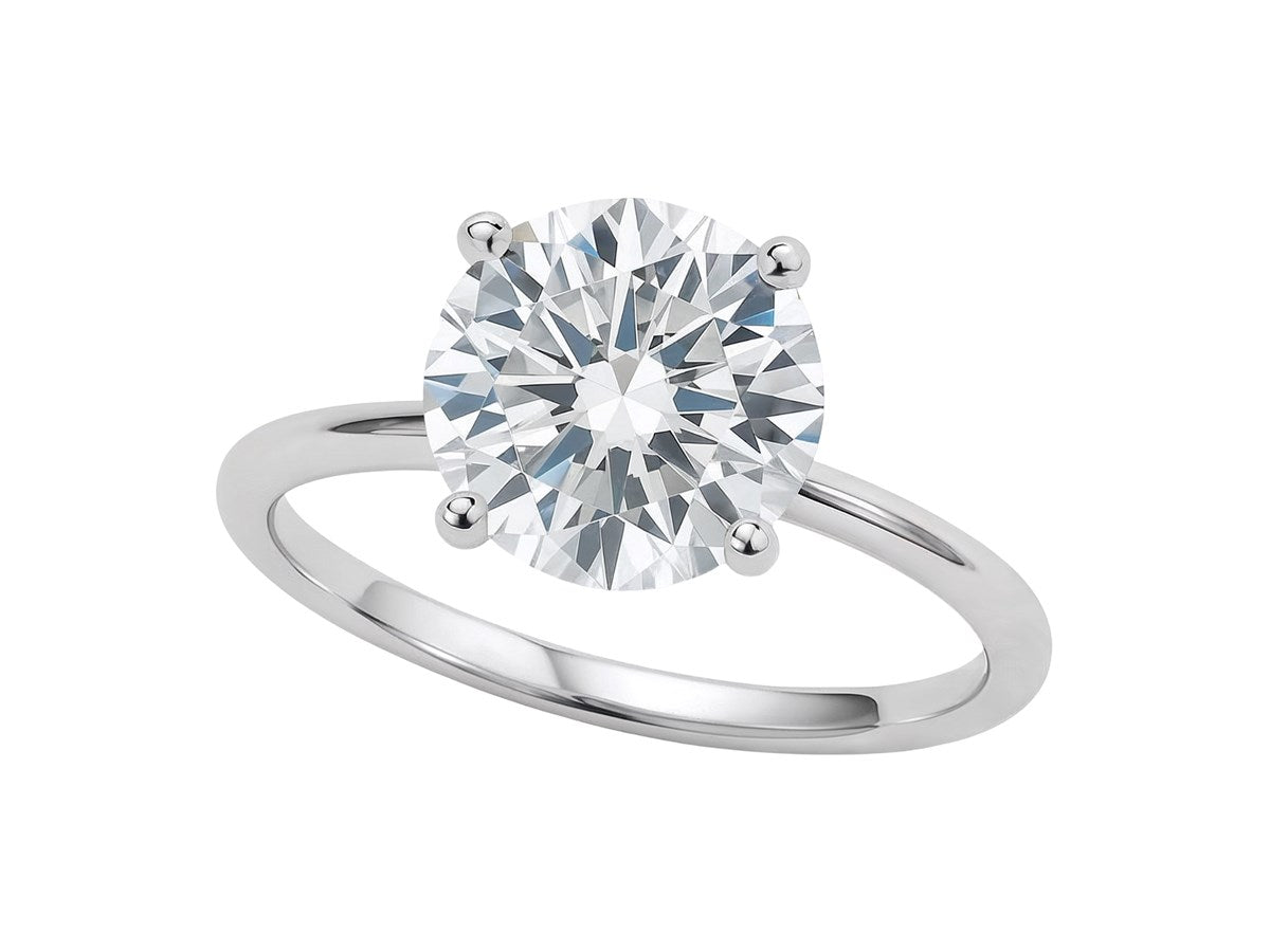 3 Carat Round Lab Grown IGI G/VS1 Diamond Solitaire Ring in 14K White Gold