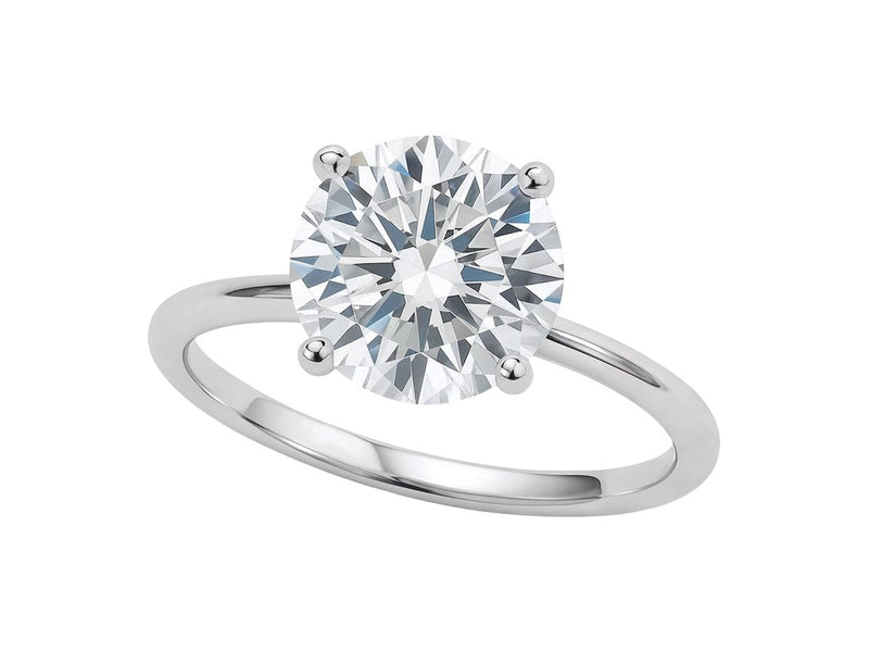 3 Carat Round Lab Grown IGI G/VS1 Diamond Solitaire Ring in 14K White Gold